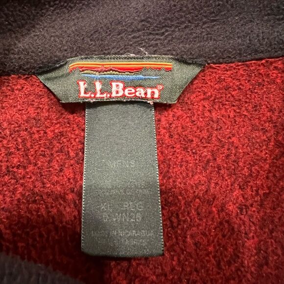 L.L.Bean Double Fleece Jacket Red Black Sherpa Outdoor Hiking Warm Zip Front XL - Picture 6 of 11